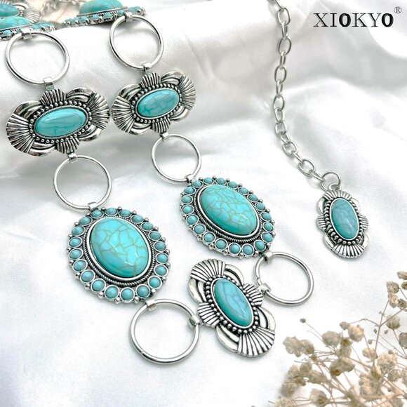 Turquoise Concho Western Belt Silver Cowgirl Country Accessories for Women - Picture 4 of 7